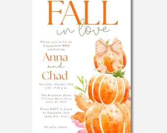 Einladung zum Braut-Date im Herbst, Einladung zur Verlobungsfeier mit Aquarellkürbissen (Digitaler Download)