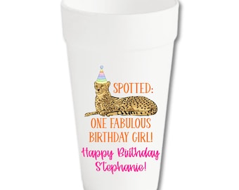 Personalized Cheetah Birthday Party Cups