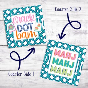 Mahjong Paper Coasters: Double Sided, Game Night (Set of 12)