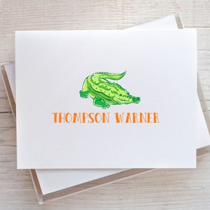 10 Personalized Note Cards - Gators - Tropical- Green - Thank You Note - Housewarming - Christmas Gift - Stocking Stuffer - Birthday