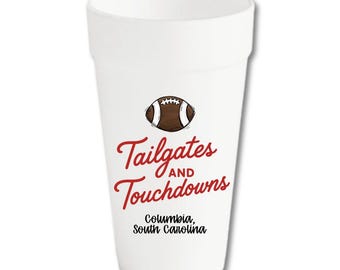 Personalized Football Tailgate Foam Cups | Game Day Party Drinkware