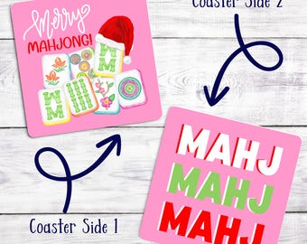 Posavasos de papel Merry Mahjong: Decoración de doble cara para una noche de juegos (juego de 12)