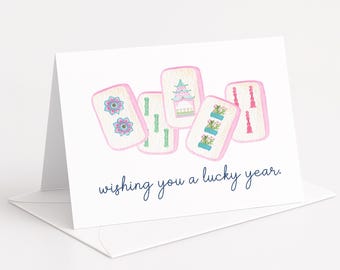 Mahjong Birthday Card: Lucky Year, Personalized Option