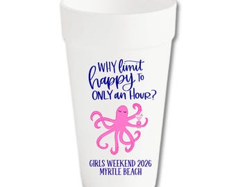 Girls Weekend Foam Cups, Bachelorette Party Cups, Summer Hostess Gift