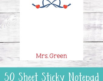Personalized Teacher Sticky Note Pad: 50-Sheet Post-it Notes
