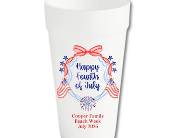 Personalized Patriotic Foam Cups | 4th of July, Memorial Day Party Drinkware