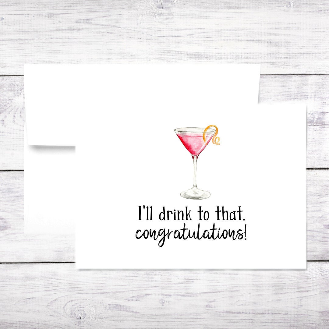 Drink to That Congratulations Card: New Job, Promotion - Etsy