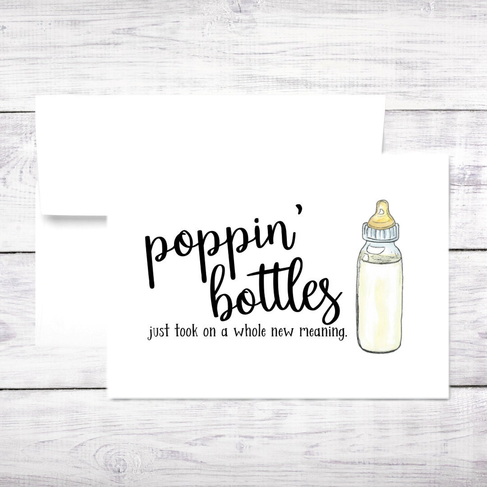 New Baby Card Poppin Bottles Bottle Boy Girl Baby Etsy