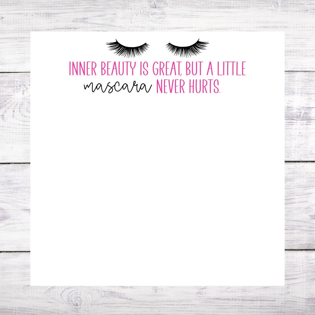 Makeup Theme Notepad Beauty Notepad - Fashionista - Mascara - Pink - Makeup - Funny ...