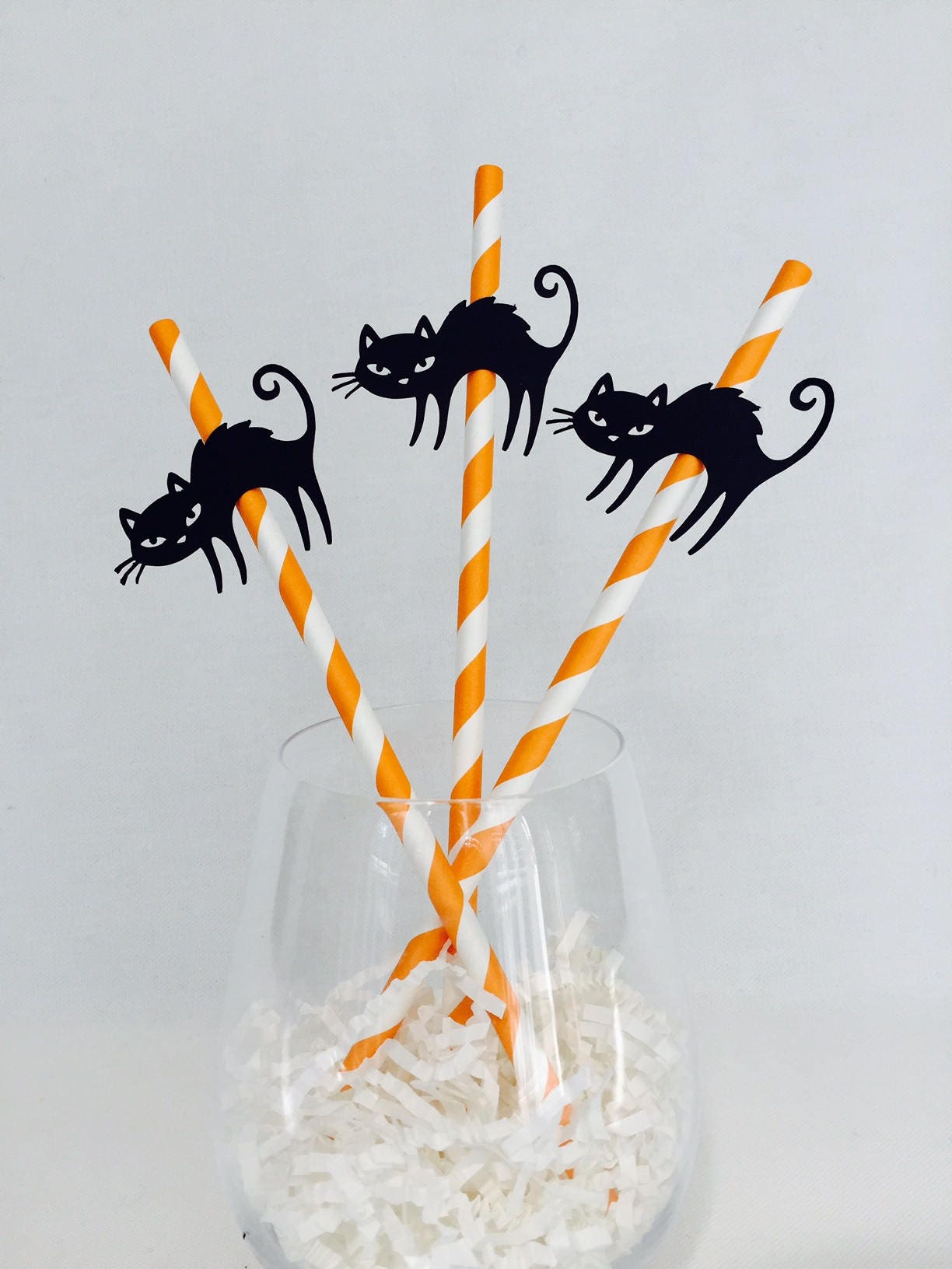 Halloween straws black with white faces Paper Straws pack of 15 