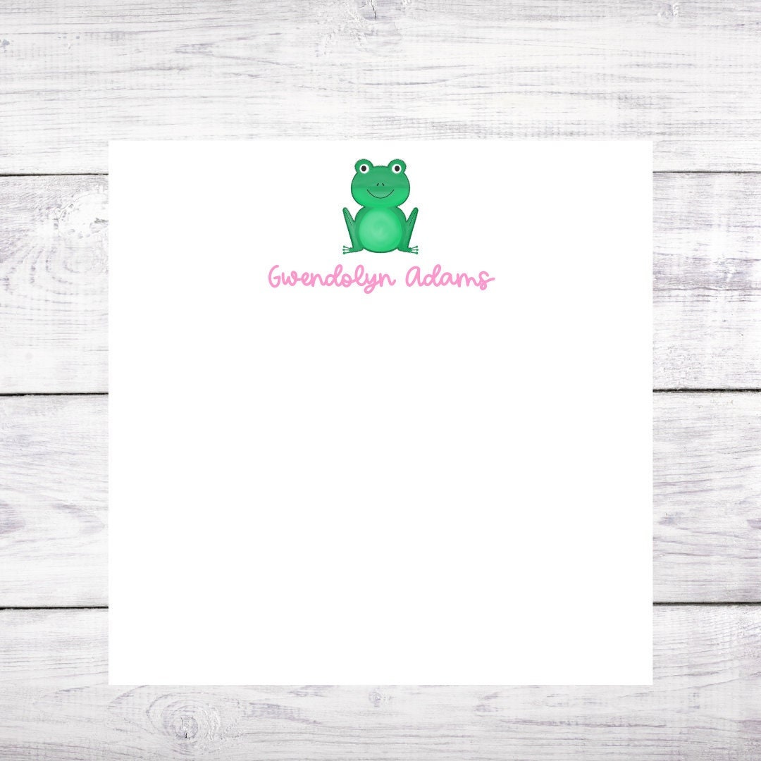Personalized Frog Notepad: Pink & Green Stationery Gift - Etsy