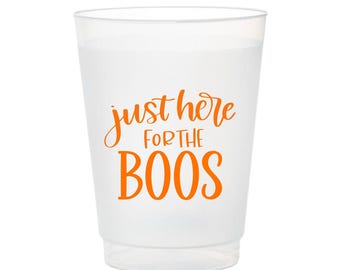 Frosted Halloween Party Cups, "Just Here for the Boos" Design, Set of 12 or 24