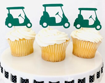 Golf Cupcake Toppers - Par-Tee - Golf Cart - Baby Shower - Birthday Party - Hole in One First Birthday - Free Shipping