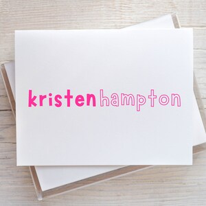 10 Personalized Note Cards: Modern Handlettered Stationery Set
