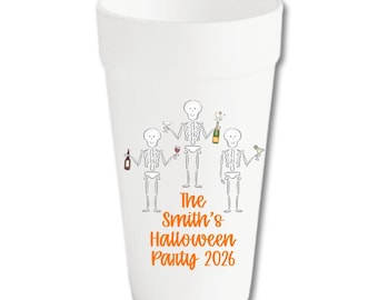 Custom Skeleton Halloween Party Foam Cups | Spooky Cocktail Drinkware
