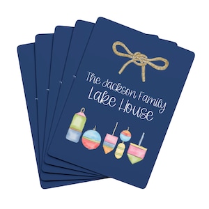 Baraja de cartas personalizada, baraja de cartas personalizada, casa del lago, regalo para anfitriona, idea de alquiler vacacional, barajas náuticas, baraja de póquer personalizada, azul