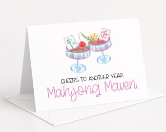 Mahjong Maven Birthday Card, Cheers Drink Theme