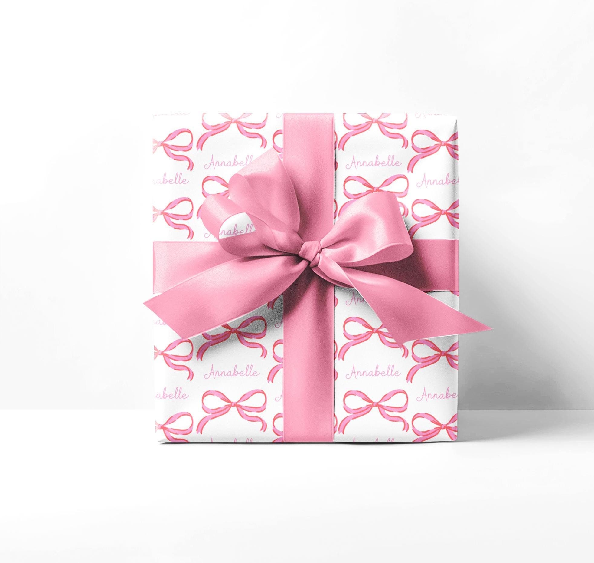 Personalized Pink Bow Wrapping Paper: Custom Girl Birthday Gift Wrap - Etsy