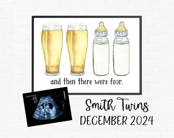 Twins Digital Pregnancy Announcement - Social Media - Funny - Facebook - Instagram - With Sonogram - Funny - New Baby