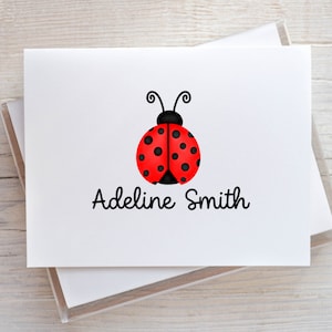 Personalized Ladybug Note Cards: Stationery Set, Thank You Notes