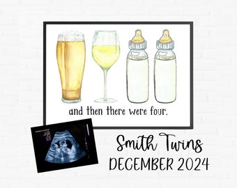 Twins Digital Pregnancy Announcement - Social Media - Funny - Facebook - Instagram - With Sonogram - Funny - New Baby