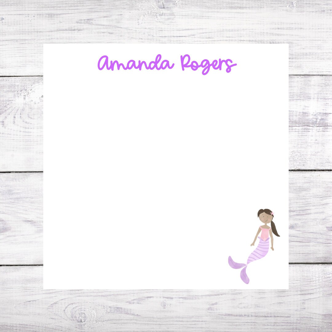 Notepad Mermaid Personalized Mermaid Notepad: Girls Stationery Gift - Etsy