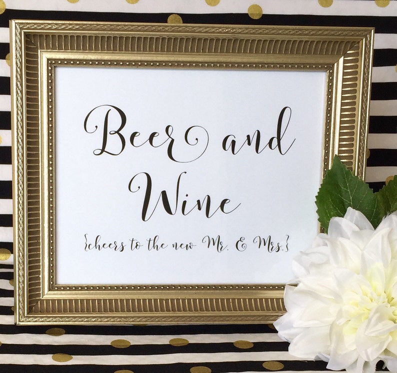 Wedding Bar Sign Beer and Wine Cheers to the Mr. and Mrs. Etsy