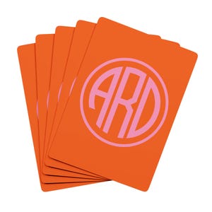 Naipes con monograma, baraja de cartas personalizada, regalo para anfitriona, ideas para una noche de juegos, regalos para ella, naipes de póquer personalizados, monograma elegante, rosa