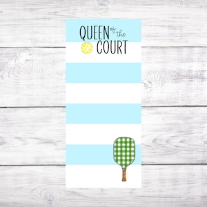 Pickleball Notepad - List - 3.67x8.5 - Queen of the Court - Gift - Birthday - Christmas - Pickleball Team - Free Shipping