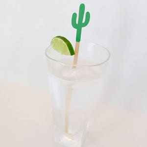 15 Cactus Swizzle Sticks Fiesta Bridal Shower Baby Shower Birthday Party Bachelorette Party Drink Stirrers Taco Bout a Party image 2
