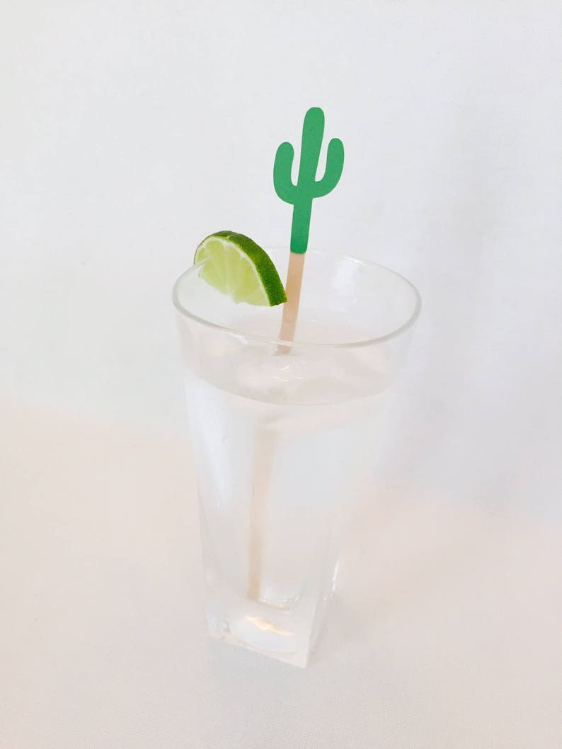 15 Cactus Swizzle Sticks Fiesta Bridal Shower Baby Shower Birthday Party Bachelorette Party Drink Stirrers Taco Bout a Party image 2