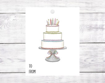 Birthday Gift Tags - Set of 5 - String Included - Gift Wrapping - Free Shipping