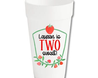 Two Sweet Strawberry Birthday Cups, 2nd Birthday Party