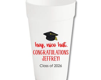 Personalized Class of 2026 Graduation Foam Cups | School Colors Grad Party Cups