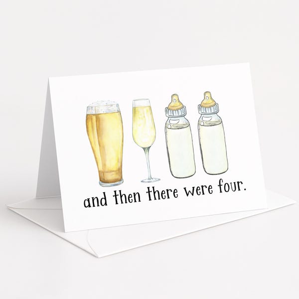 Funny Twins Baby Shower Card: Beer, Champagne, Bottles