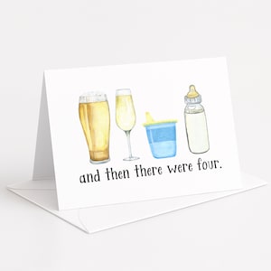 Second Child Card: Funny Baby Shower, Beer & Bottle