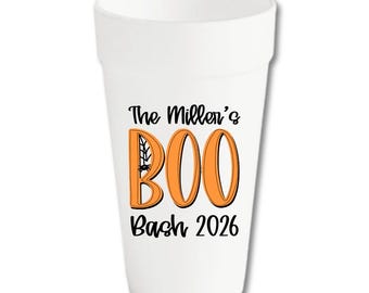 Personalized Halloween Boo Bash Foam Cups | Spooky Party Drinkware