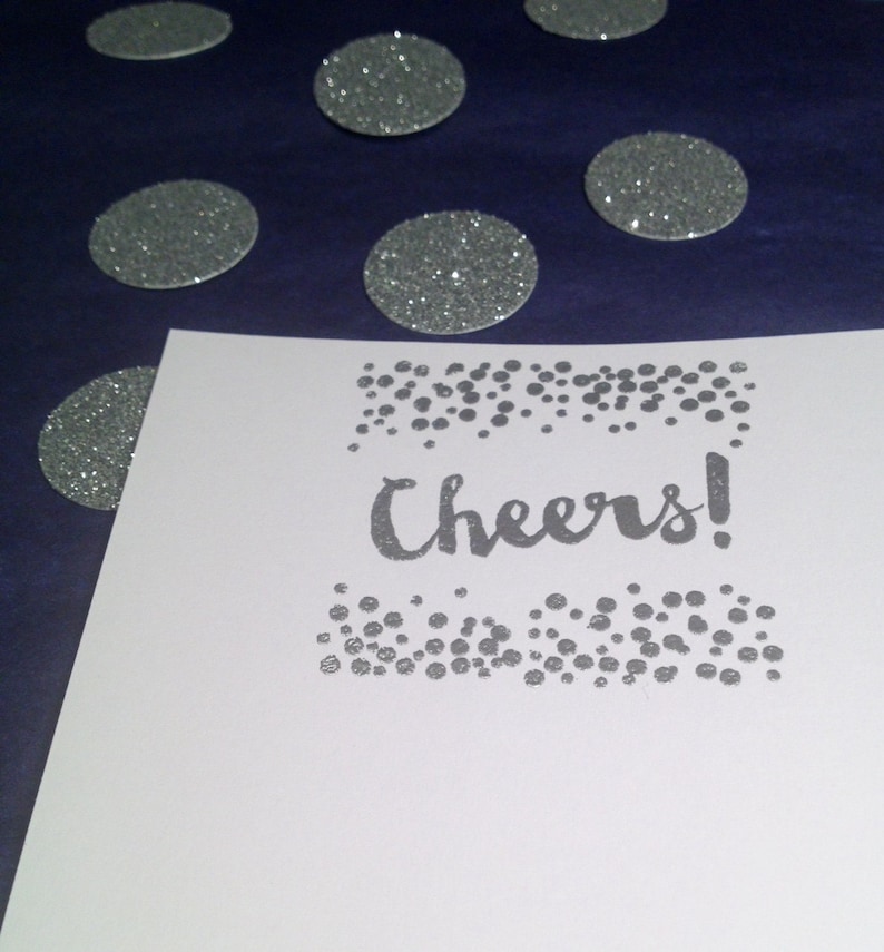 Set of 8 SIlver and White CelebrateConfettiCheers Flat Cards /& Envelopes