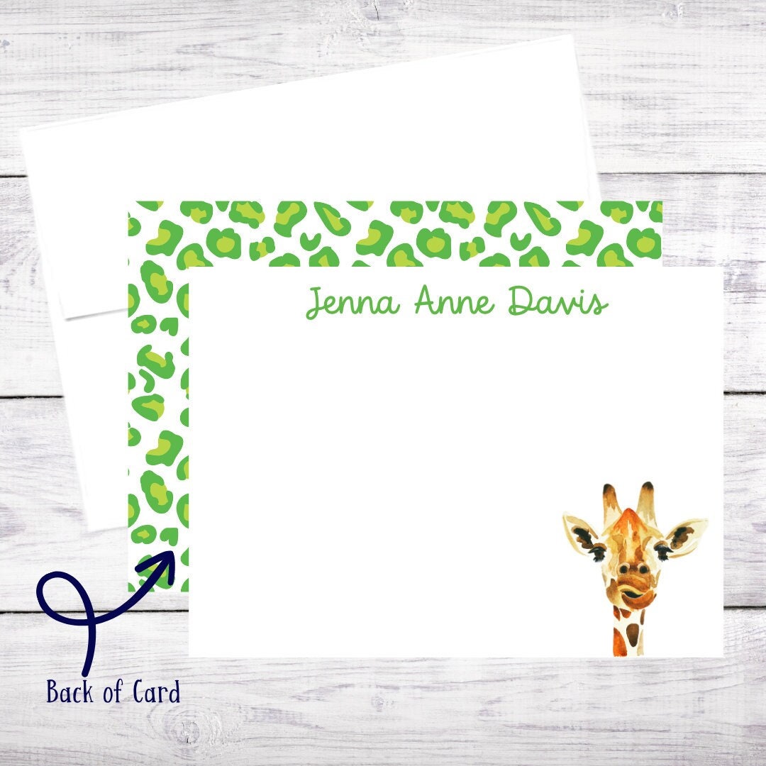 Personalized Giraffe Note Cards: Jungle Animal Stationery - Etsy
