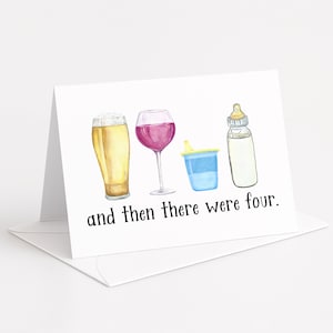Second Child Card: Funny Baby Shower, Beer Wine Sippy Cup Bottle