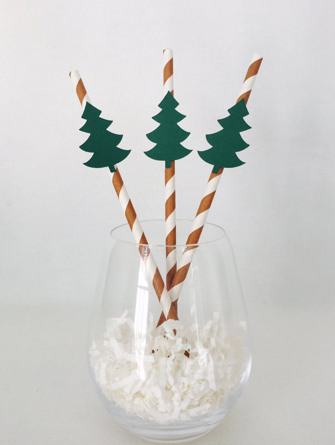 12 Pine Tree Party Straws Woodland Baby Shower Camping Etsy