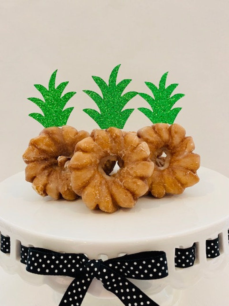 Pineapple Donut Toppers Doughnuts Aloha Tropical Party Etsy