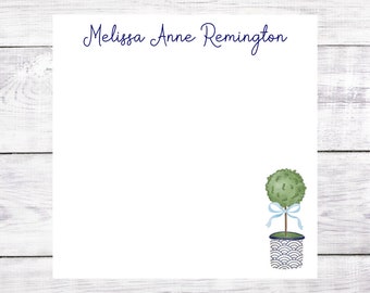 Personalized Notepad - Topiary - Boxwood - Classic - Navy Blue - Girl - Christmas - Birthday - Gift - Party Favor - Hostess - Free Shipping