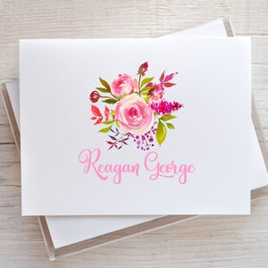 Personalized Floral Note Cards: Custom Stationery Set