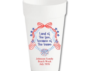 Personalized Patriotic Foam Cups | 4th of July, Memorial Day Party Drinkware