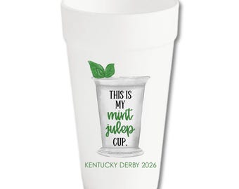 Kentucky Derby Party Cups | Mint Julep, Personalized Foam Cups
