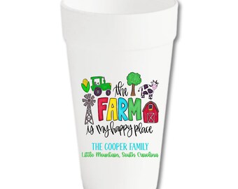 Personalized Farm Foam Cups | Barn Party Cups