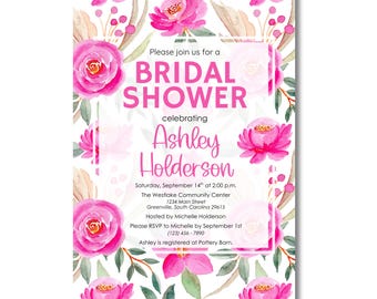 PRINTABLE Pink Floral Bridal Shower Invitation Template | Editable Invite | Instant Download | Corjl Template