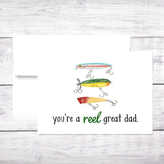 Dad Birthday Card Fishing Funny Happy Father's Day Pun Free Shipping -   Canada