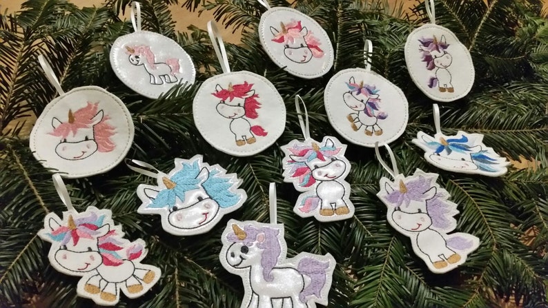 Ith jessecmault design christmas tree ornament unicorn xmas  etsy
